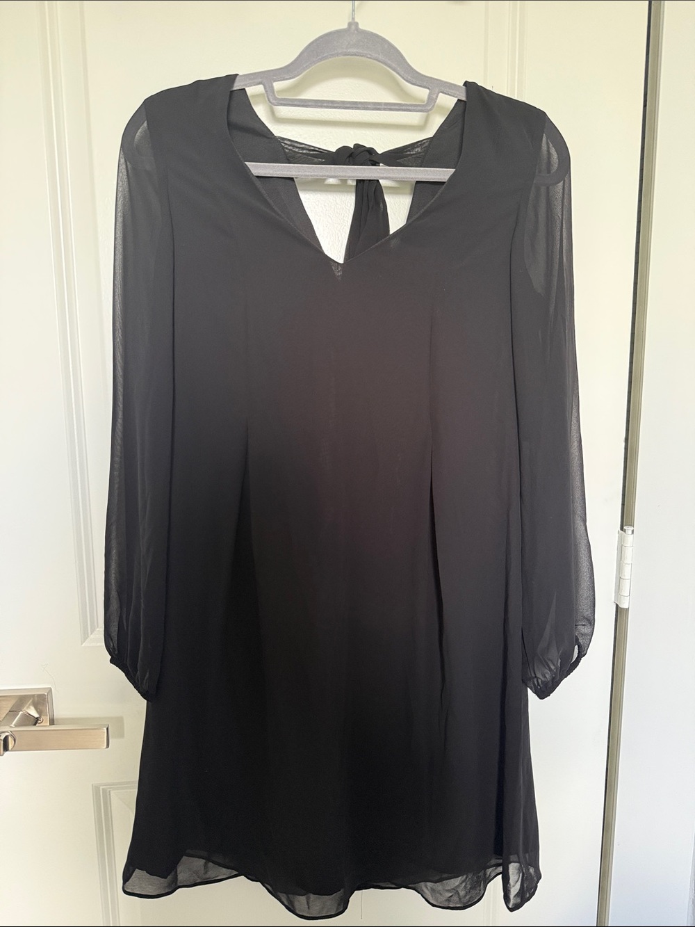 INC International Concepts Black Long-Sleeve Tie-Back Dress